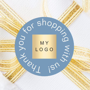 Firmenlogo dusty blue Vielen Dank Runder Aufkleber