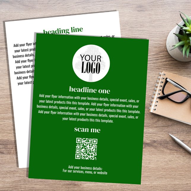 Firmenlogo Einfach Minimalistischer grüner Flyer (Green and white business flyers. )