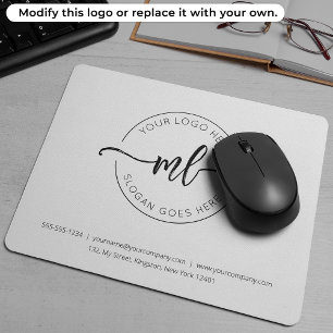 Firmenlogo Einfache Monogram-Initialen Weiß Mousepad