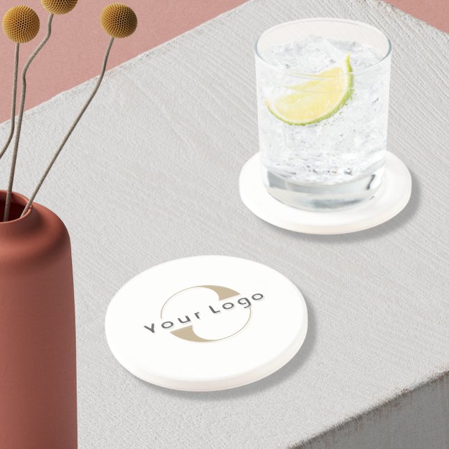 Firmenlogo Einfache Saubere Minimal Runde Sandstei Getränkeuntersetzer (Von Creator hochgeladen)