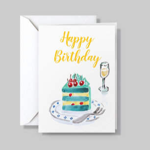 Firmenlogo Einfacher blauer Kirschkuchen Geburtsta Karte