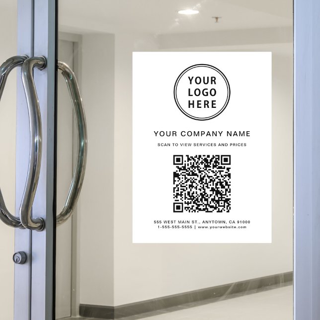 Firmenlogo Erstellen Sie Ihren QR-Code Weiß Fensteraufkleber (Company Logo Create Your QR Code White Window Cling)