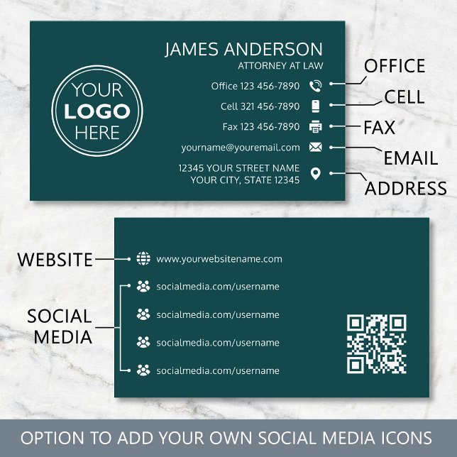Firmenlogo Fax QR-Code Professional Türkgrün Visitenkarte (Von Creator hochgeladen)