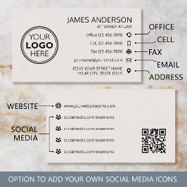 Firmenlogo Fax QR-Code professionell cremeweiß Visitenkarte