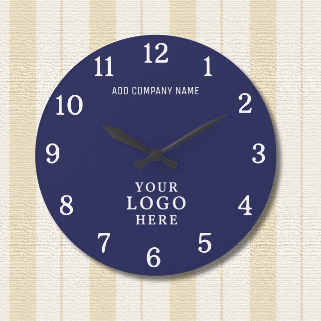 Firmenlogo Firmenname Firmenmarke Navy Große Wanduhr (Von Creator hochgeladen)
