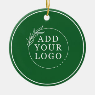 Firmenlogo Firmenname Frohe Weihnachten Grün Keramik Ornament