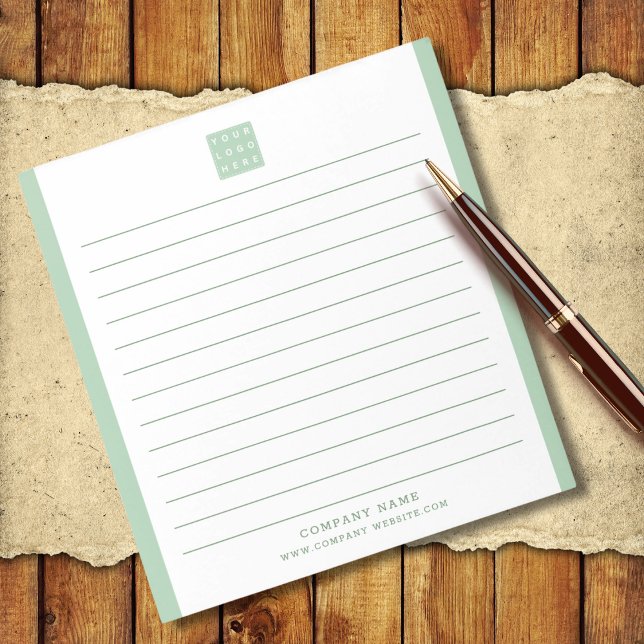 Firmenlogo Firmenname Grüne Grenze Notizblock (Custom Company Logo Business Name Green Border Notepad)