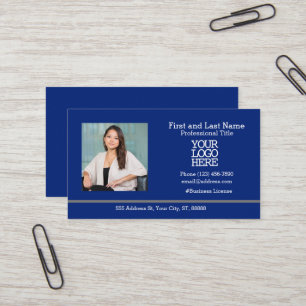 Firmenlogo Foto Blue Business Card für Mitarbeit Visitenkarte