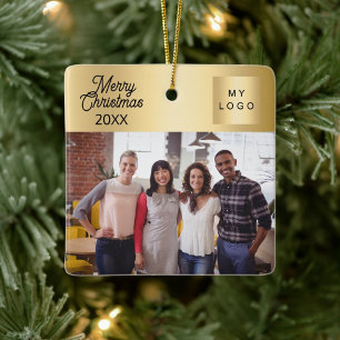 Firmenlogo Foto Gold Weihnachten Keramikornament