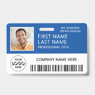 Firmenlogo Foto-ID-Barcode Blau Name Ausweis