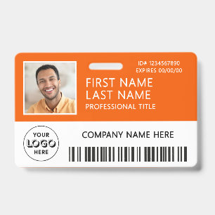 Firmenlogo-Foto-ID-Barcode Orange Name Ausweis