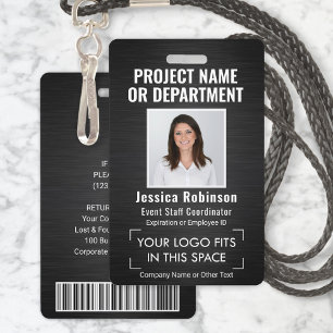 Firmenlogo Foto ID QR Barcode gebürstet Schwarz Ausweis