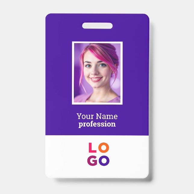 Firmenlogo, Foto, Qr-Code, Name-ID Ausweis (Vorderseite)