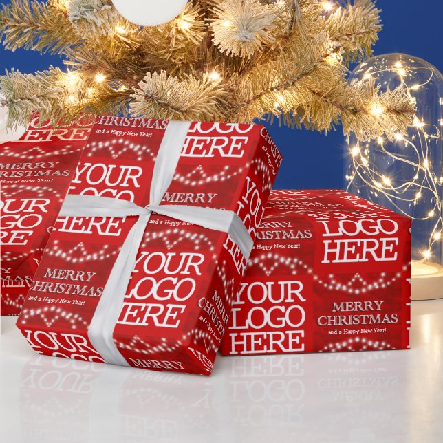 Firmenlogo frohe Weihnachten und viel Glück im neu Geschenkpapier (Feiertage)