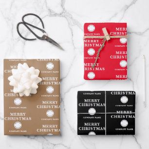 Firmenlogo Frohe Weihnachts-Rot-Gold Geschenkpapier Set