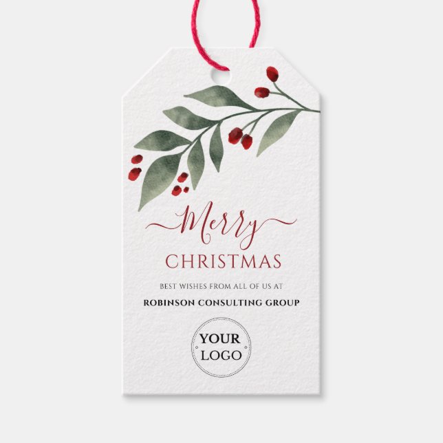 Firmenlogo Frohe Weihnachtsfirma feierlich Geschenkanhänger (Vorderseite)