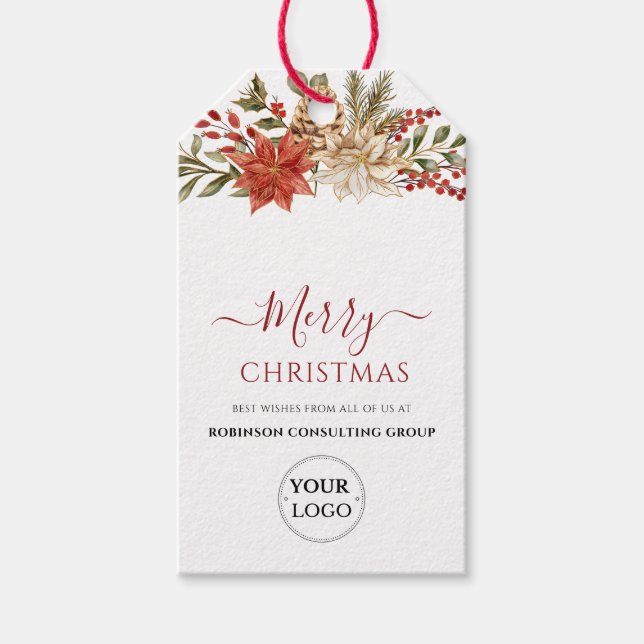 Firmenlogo Frohe Weihnachtsfirma feierlich Geschenkanhänger (Vorderseite)