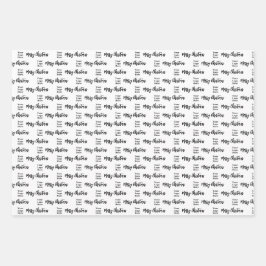 Firmenlogo Frohe Weihnachtsschrift Schwarz & Weiß Geschenkpapier Set