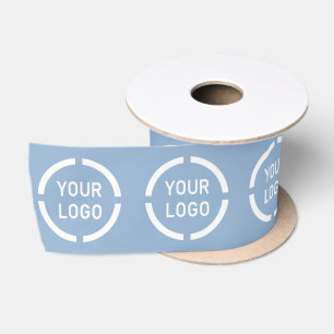 Firmenlogo für Firmengeschenke blau Satinband