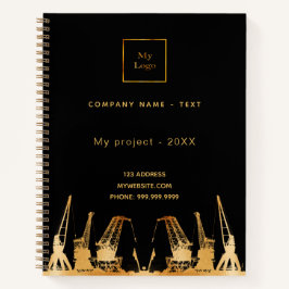 Firmenlogo für Krane aus schwarzem Gold Notizbuch