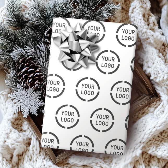 Firmenlogo für kundenspezifische Geschenke weiß Geschenkpapier (Custom company logo branded business gifts white wrapping paper)