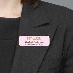 Firmenlogo für Mitarbeiter - rosa Creme Namensschild