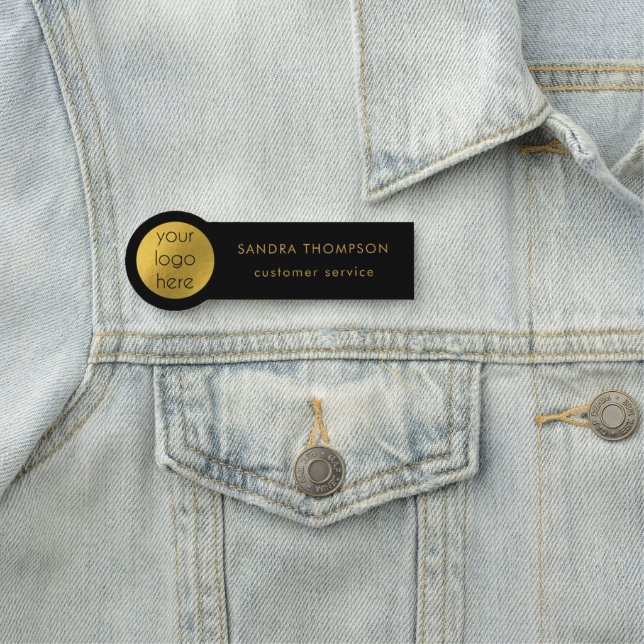 Firmenlogo für Schwarz-Gold-Mitarbeiter Namensschild (Beispiel)