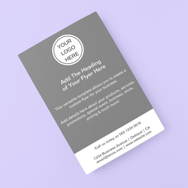 Firmenlogo für Werbeaktionen Grau und Weiß Flyer (Von Creator hochgeladen)