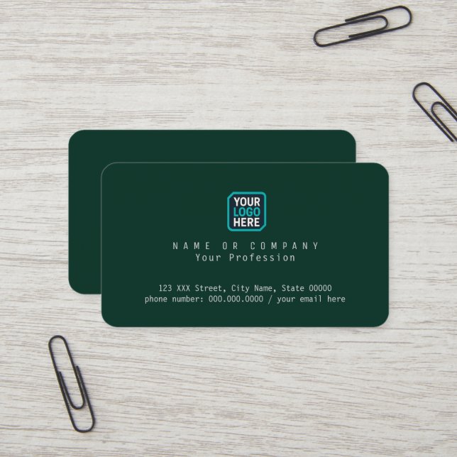 Firmenlogo Geschäfttsname tiefgrün Visitenkarte (Vorderseite/Rückseite Beispiel)