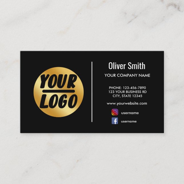 Firmenlogo Gold Black Retro oder eine beliebige Fa Visitenkarte (Vorderseite)