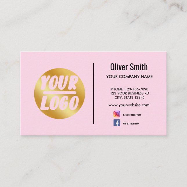 Firmenlogo Gold Schwarz Rosa oder eine beliebige F Visitenkarte (Vorderseite)