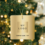 Firmenlogo Gold Weihnachten Keramikornament<br><div class="desc">Ein stilvolles Imitat mit goldenem Hintergrund. Personalisieren und fügen Sie Ihr Unternehmen,  Firmenlogo und einen Text. Wenn Sie die Datei ohne Text gewollt haben,  löschen Sie sie mit der Backspace-Taste.</div>