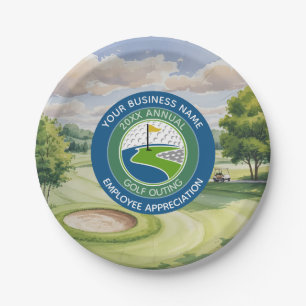 Firmenlogo Golf-Veranstaltung zur Mitarbeiterwürdi Pappteller