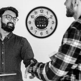 Firmenlogo Grau Silver Name Slogan Große Wanduhr