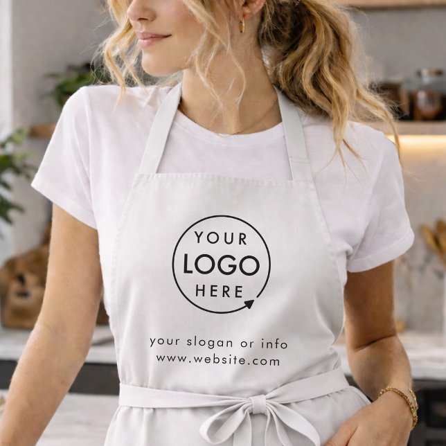 Firmenlogo | Grauer Beruflicher Minimaler Mitarbei Schürze (Minimalist company branded aprons for your store or salon team apparel employee brand uniform.)