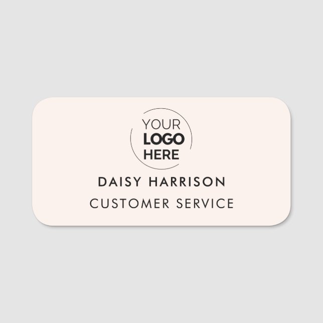 Firmenlogo | Hellrosa Modernes Mitarbeiterteam Namensschild (Vorderseite)