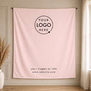 Firmenlogo Hintergrund des rosa Fotos Wandteppich