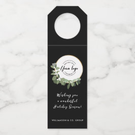 Firmenlogo Holiday Message Modern Wreath Flaschenanhänger