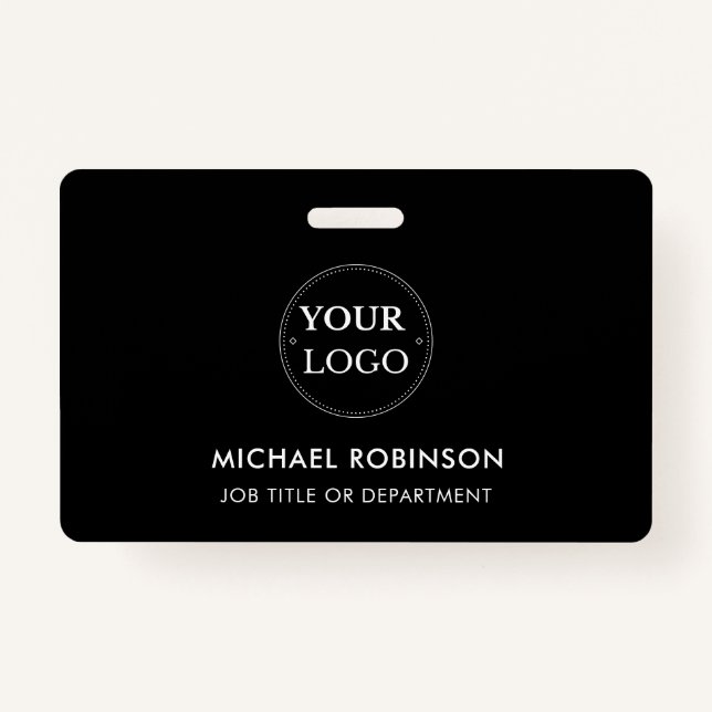 Firmenlogo-ID Mitarbeiter Minimalistisch Schwarz Ausweis (Vorderseite)