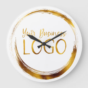 Firmenlogo in der weißen Werbung Große Wanduhr