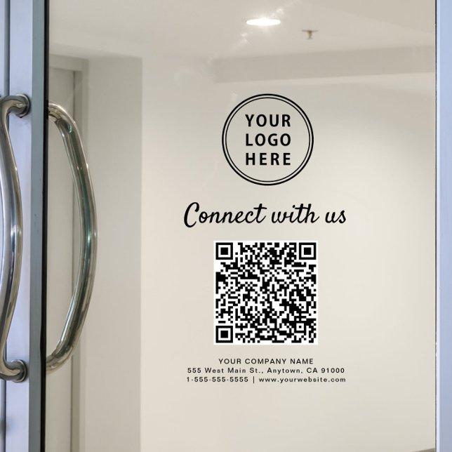 Firmenlogo Kontaktieren Sie uns Erstellen Sie Ihre Fensteraufkleber (Business Logo Connect With Us Create Your QR Code Window Cling)