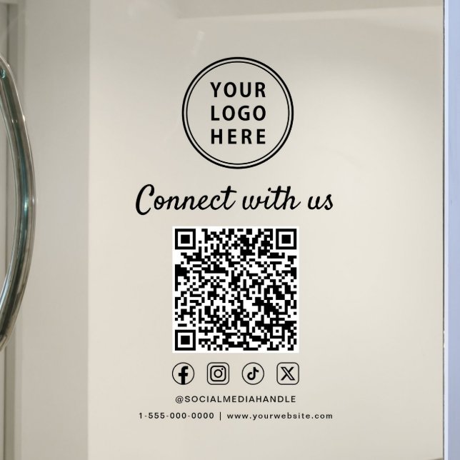 Firmenlogo Kontaktieren Sie uns Erstellen Sie Ihre Fensteraufkleber (Business Logo Connect With Us Create Your QR Code Window Cling)