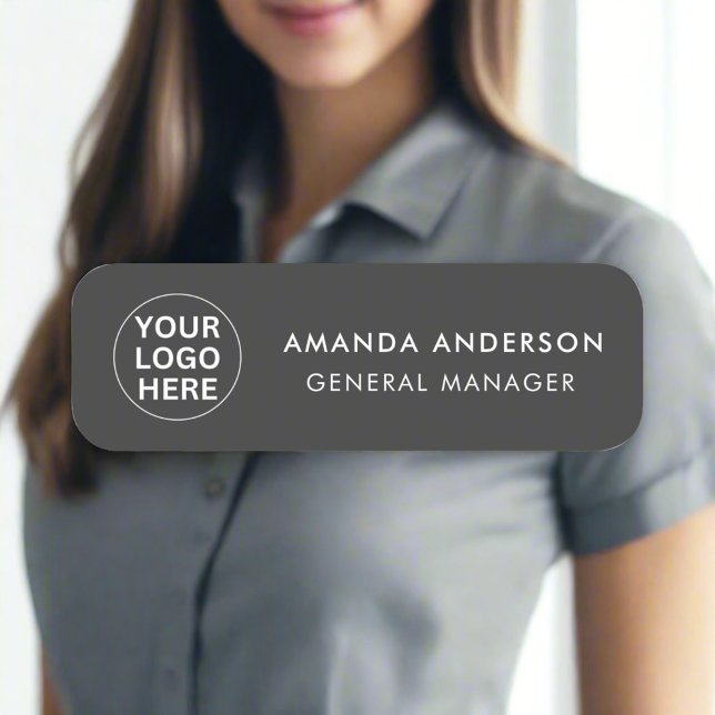 Firmenlogo l Clean Grau Beruflich Namensschild (Von Creator hochgeladen)