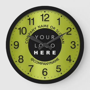 Firmenlogo Lemon Green Name Slogan Große Wanduhr