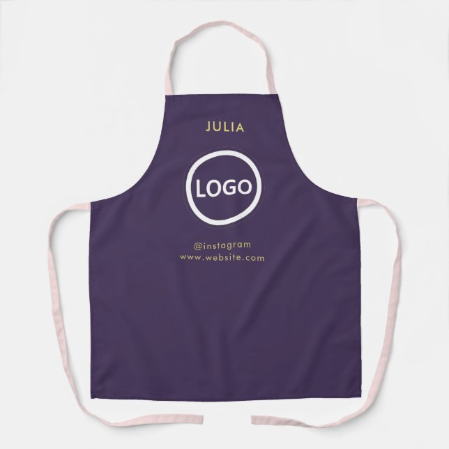 Firmenlogo Lila Name des Mitarbeiters Schürze (Vorderseite)