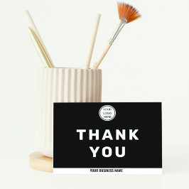 Firmenlogo Marketing Kleine Unternehmen Schwarz-we Dankeskarte