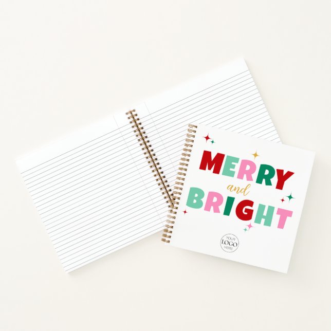 Firmenlogo Merry & Bright Schriftart Geschenk Notizbuch (Innenseite)