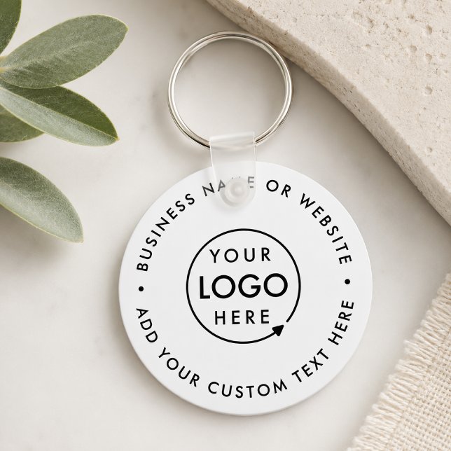 Firmenlogo | Minimal Simple White Beruflich Schlüsselanhänger (Minimal white company branded keychains for small business office keys, gifting & promotional swag.)