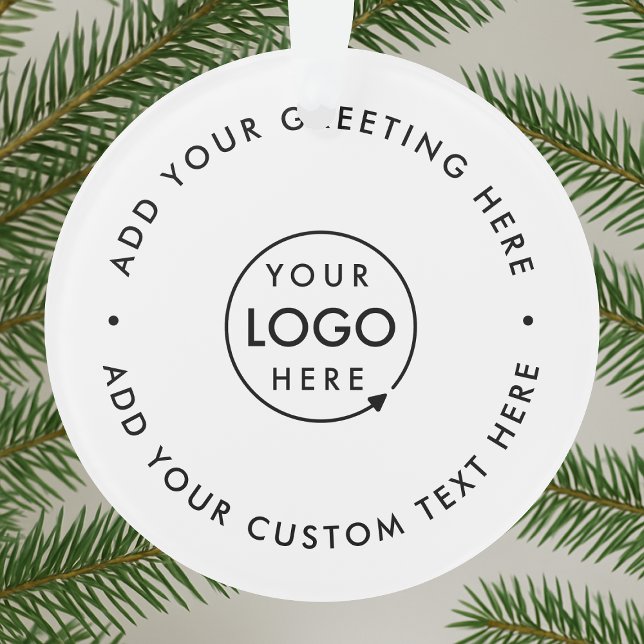 Firmenlogo | Minimalistisch Clean Simple Christmas Ornament (Business Christmas ornament by Guava, featuring minimalist white design and custom company logo)