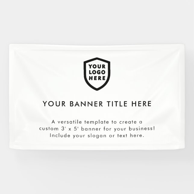 Firmenlogo | Minimalistisch Clean Simple White 5' Banner (Horizontal)